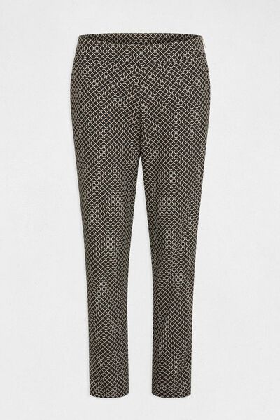 Pantalon cigarette 7/8ème imprimé noir femme