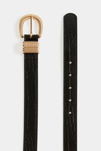 Ceinture aspect croco noir femme