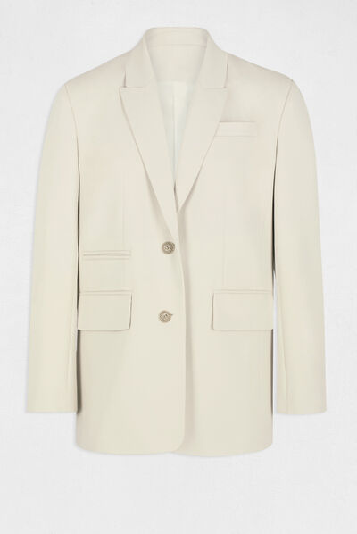 Veste city ample boutonnée ivoire femme