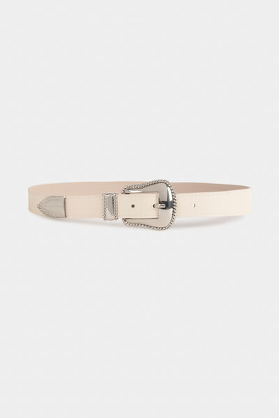 Ceinture avec boucle western ivoire femme