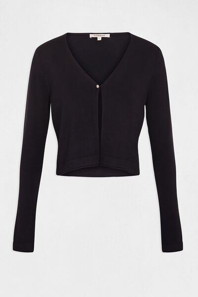 Gilet manches longues à col en V marine femme