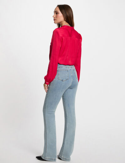 Jeans droit avec détails tressés denim bleach femme