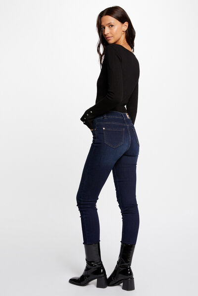 Pull manches longues avec col en V noir femme
