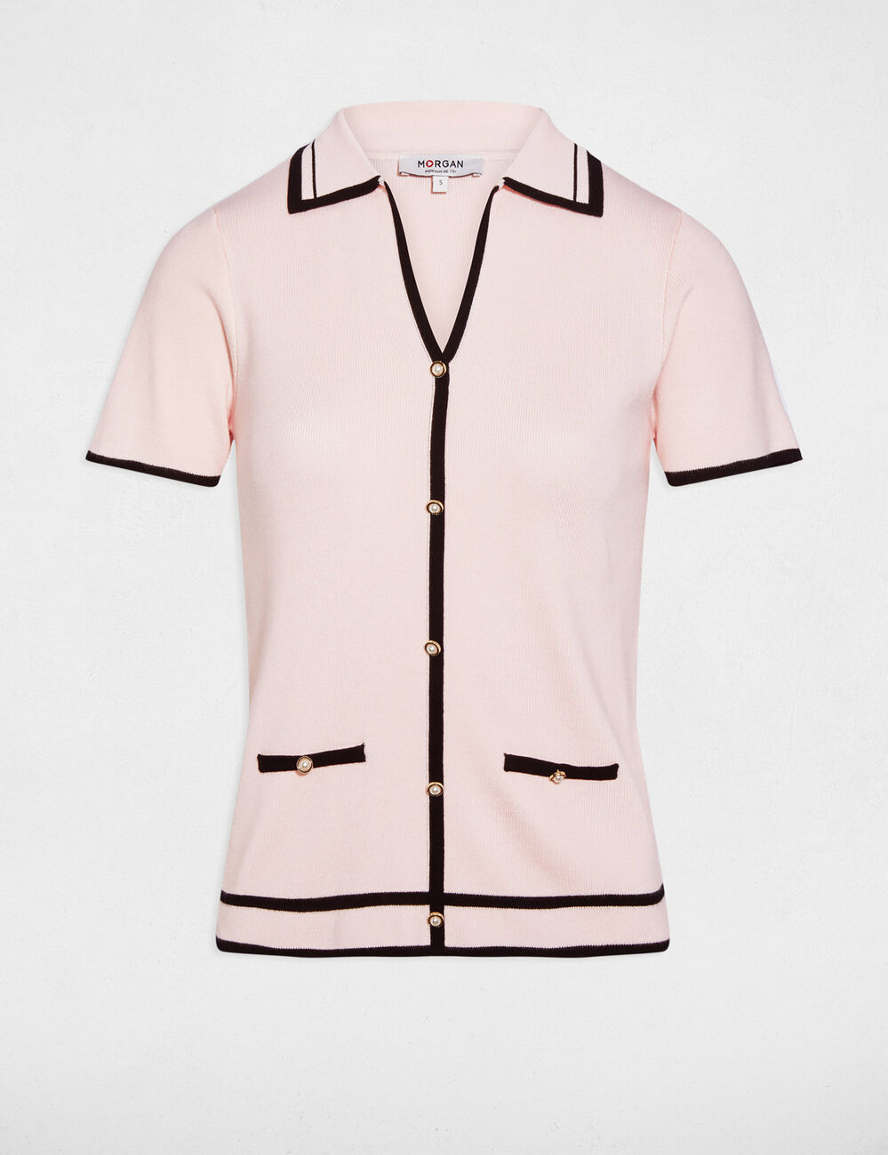 Pull ajust&eacute; ray&eacute; rose clair femme