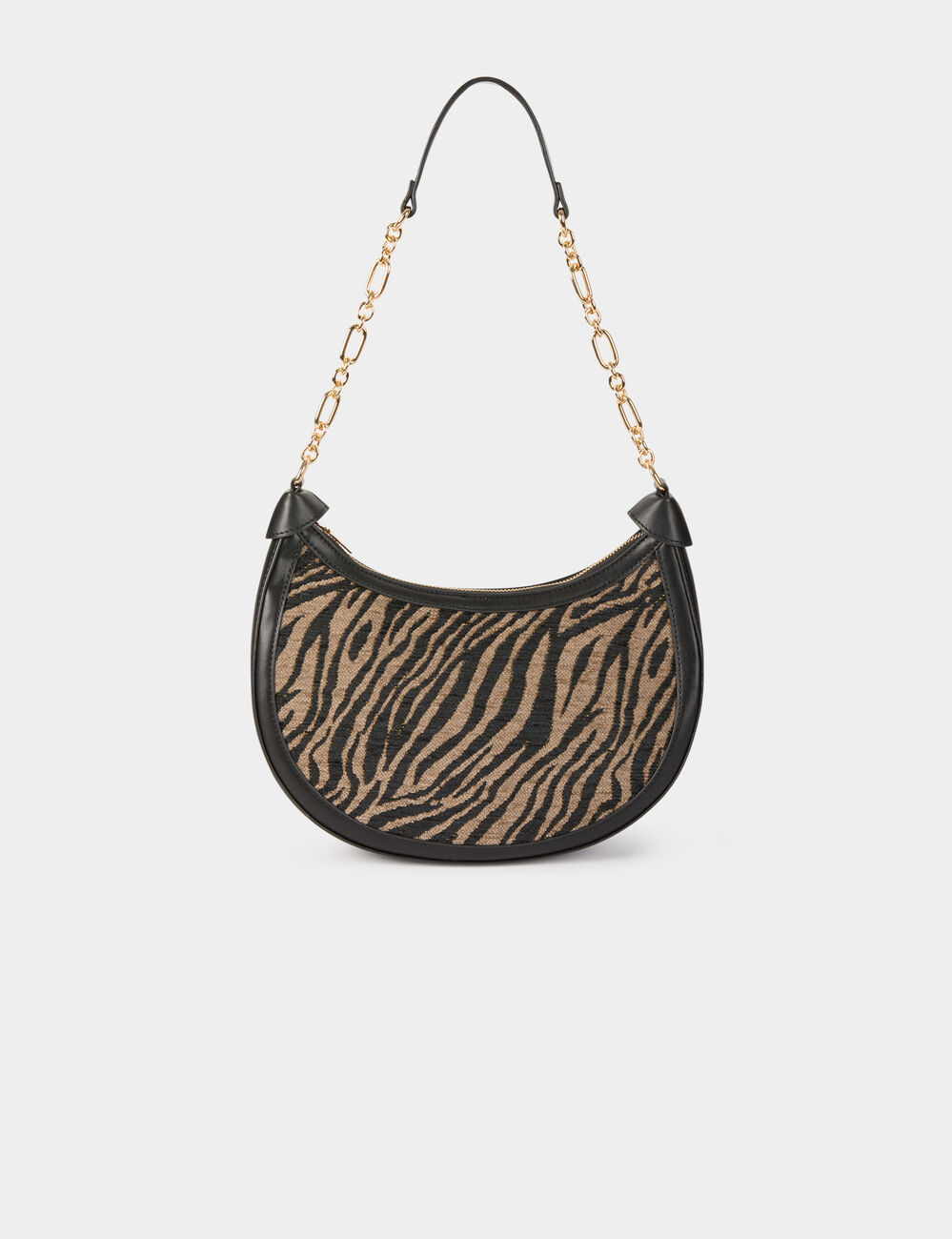 Sac demi-lune z&eacute;br&eacute; noir femme