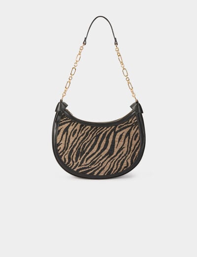 Sac demi-lune z&eacute;br&eacute; noir femme