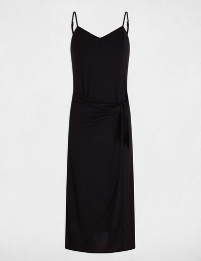 Robe midi ajustée fendue noir femme