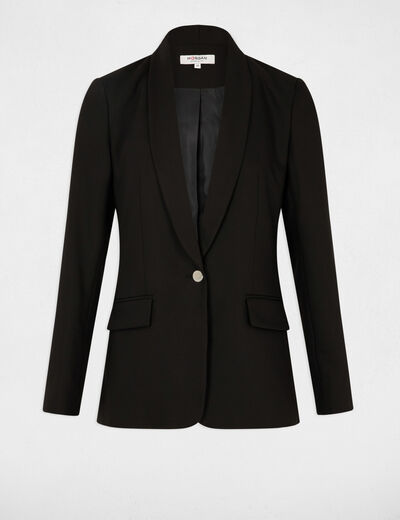 Veste courte col châle noir femme