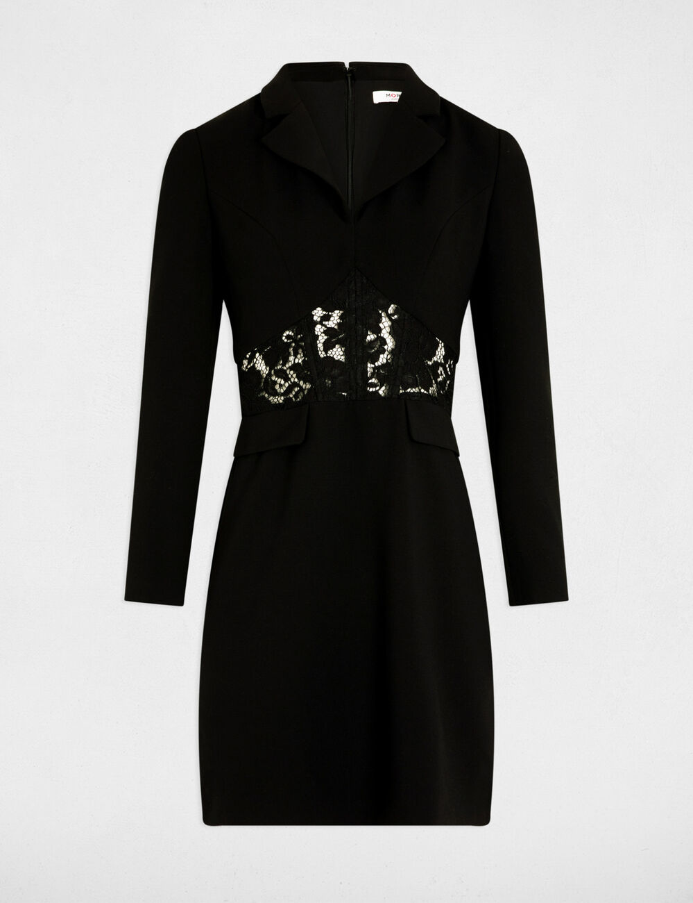 Robe courte ajustée à dentelle noir femme