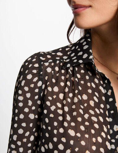 Chemise manches longues pois multicolore femme