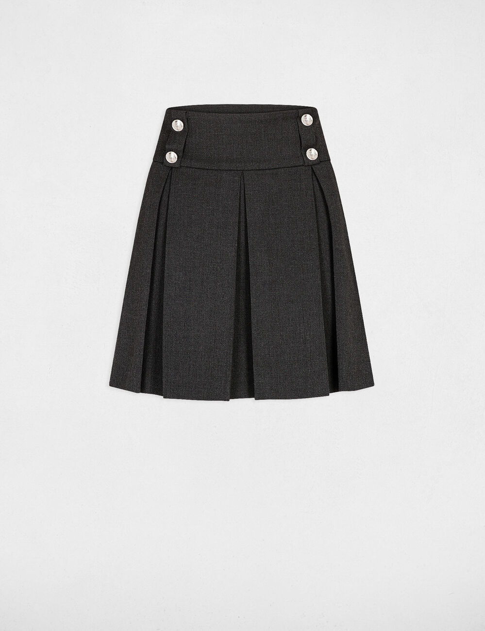 Jupe trap&egrave;ze avec plis gris anthracite femme