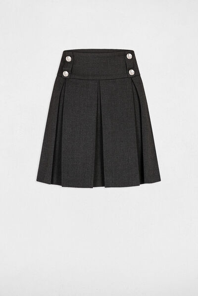 Jupe trapèze avec plis gris anthracite femme