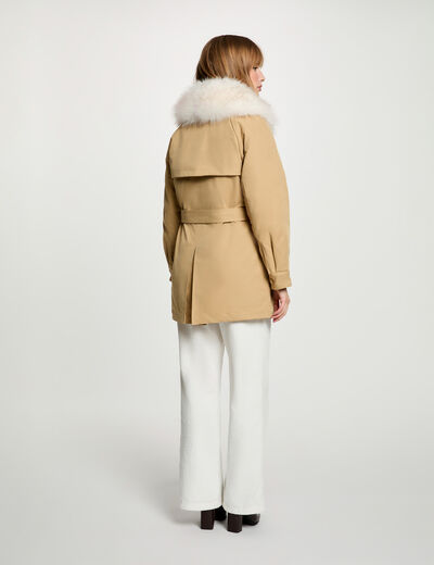Parka col montant beige femme