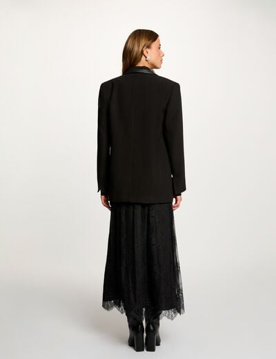 Blazer col tailleur noir femme