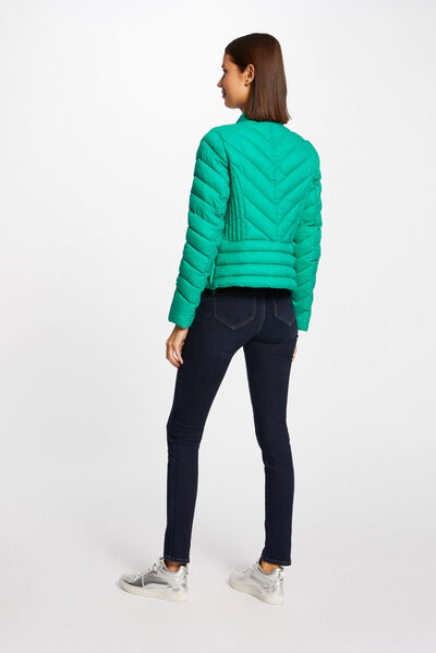 Doudoune droite zippée vert moyen femme