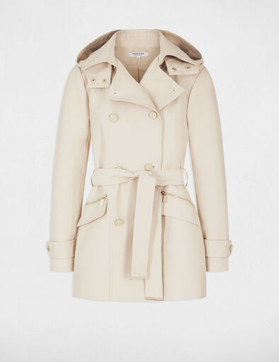 trench cintre ceinture a capuche sable femme Trench cintré ceinturé à capuche sable femme