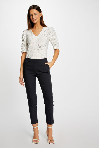 Pantalon cigarette 7/8ème marine femme