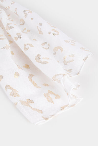 Foulard imprimé animalier blanc femme