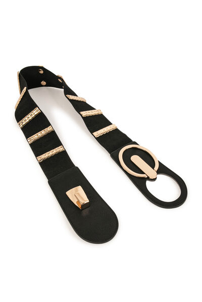 Ceinture élastiquée avec ornements dore femme
