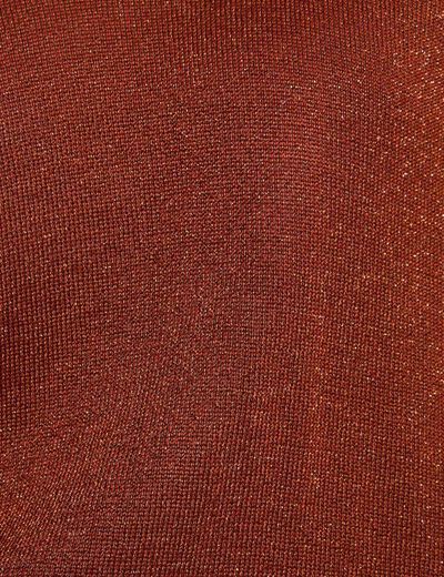Pull oversize col v marron cognac femme