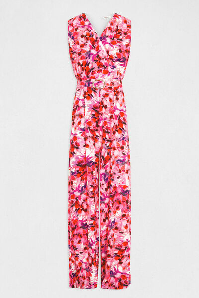 Combinaison jambe large imprimé floral multico femme