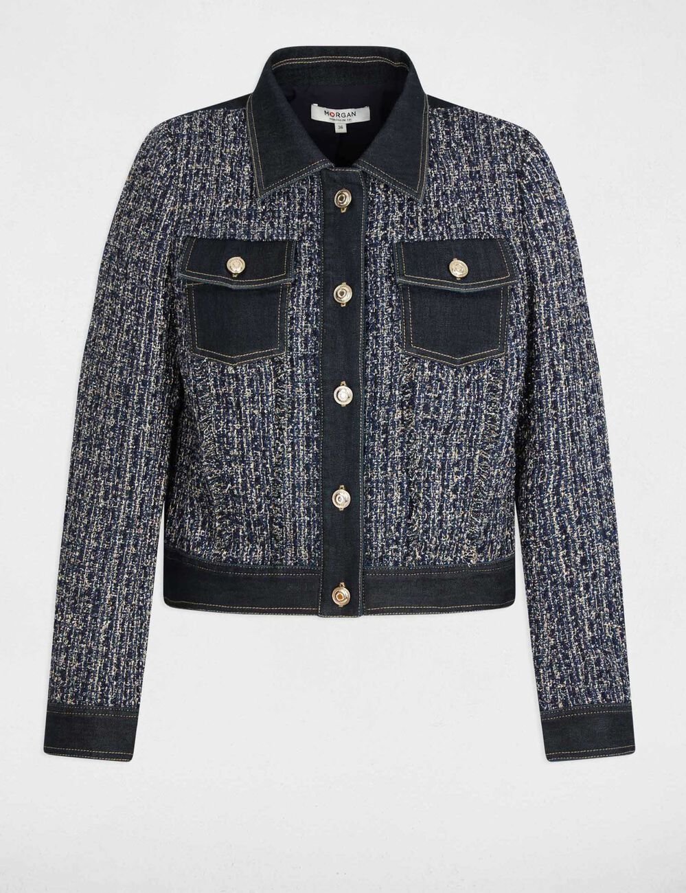 Veste courte tweed multicolore femme