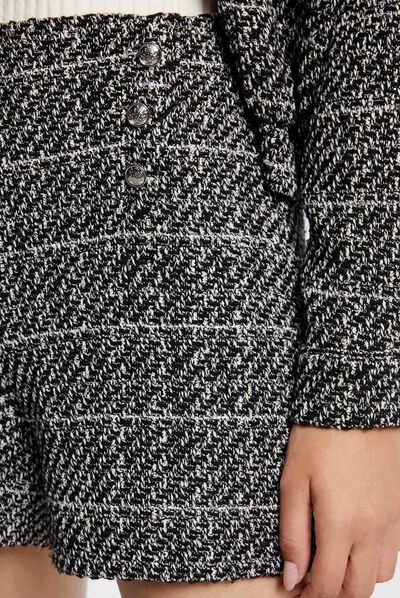 Short droit avec fils métallisés noir femme