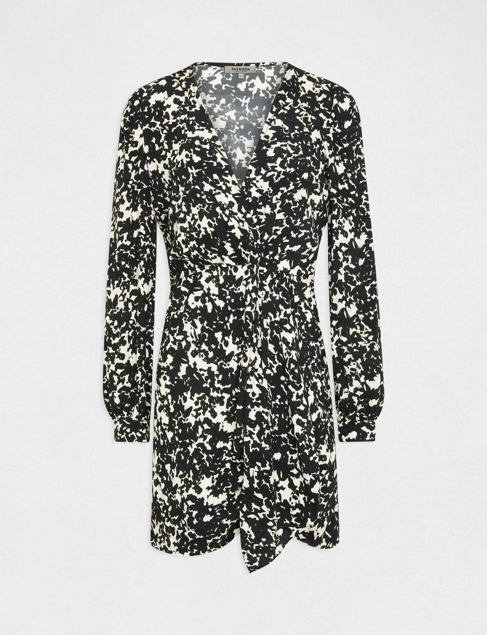 Robe ajustée drapée imprimé abstrait multico femme