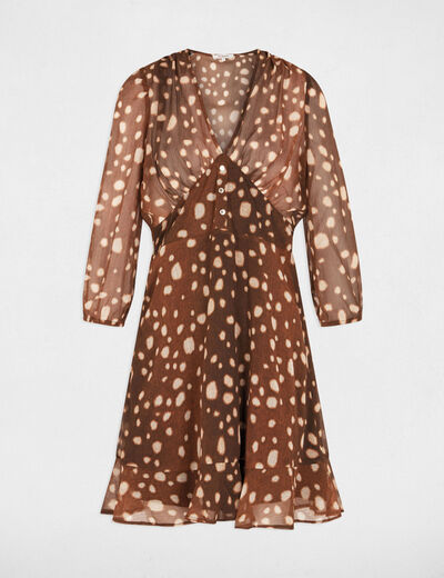 Robe courte col v multicolore femme