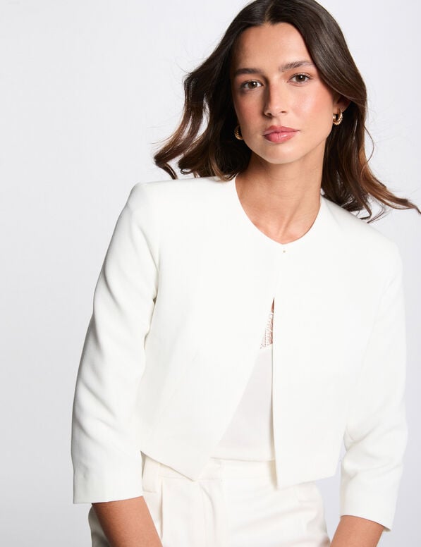 veste courte manches 34 blanc femme Veste courte manches 3/4 blanc femme