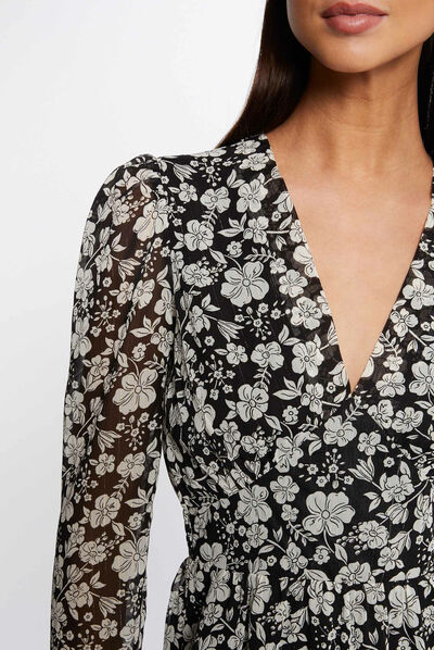 Robe trapèze fluide imprimé floral multico femme