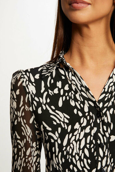 T-shirt manches longues imprimé abstrait multico femme