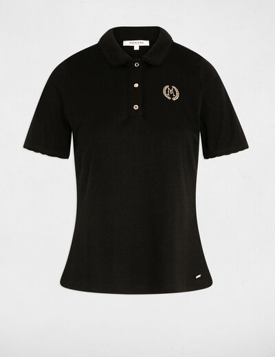 Maille l&eacute;g&egrave;re col &agrave; revers noir femme