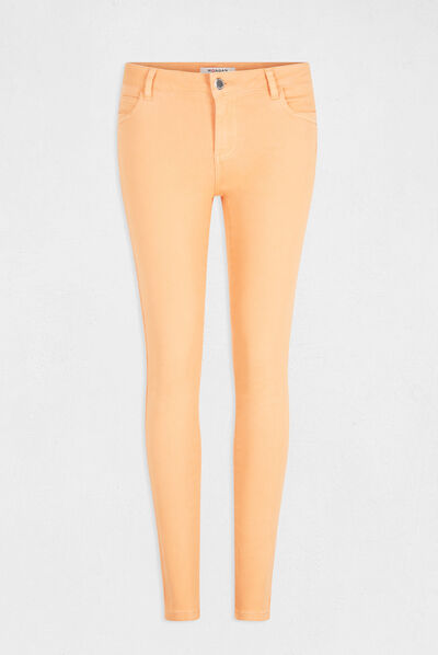 Jeans skinny taille basse orange clair femme