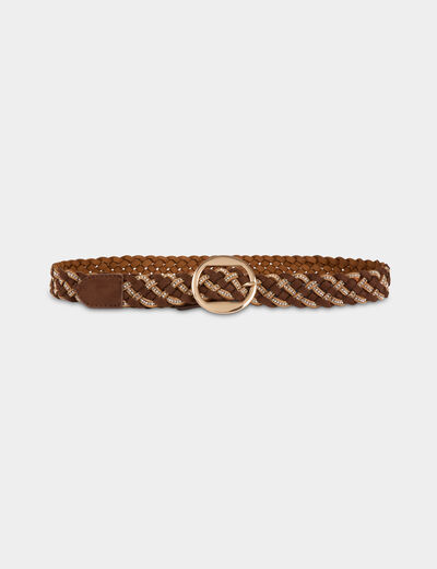 Ceinture large su&eacute;dine marron fonc&eacute; femme