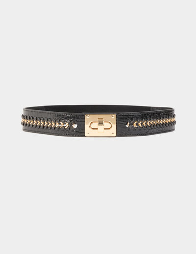 Ceinture large élastique noir femme