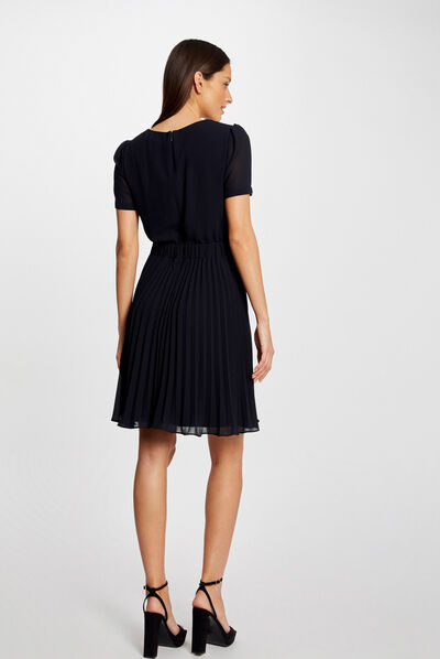 Robe patineuse bas plissé marine femme