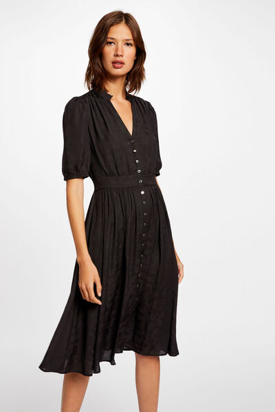 Robe droite imprimé cachemire noir femme