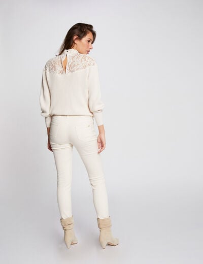 Jeans skinny taille basse ivoire femme