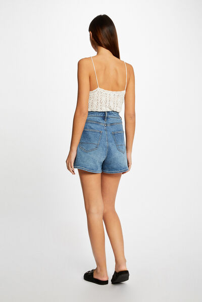 Débardeur pull avec col en V ecru femme