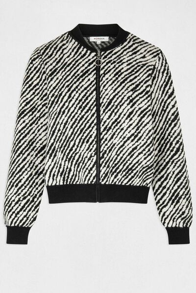 Gilet zippé imprimé animalier beige femme