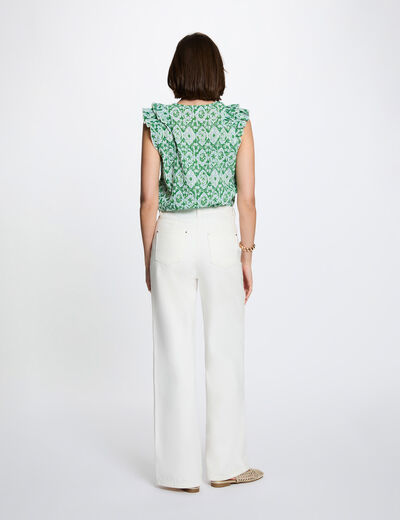 Top col v manches courtes multicolore femme