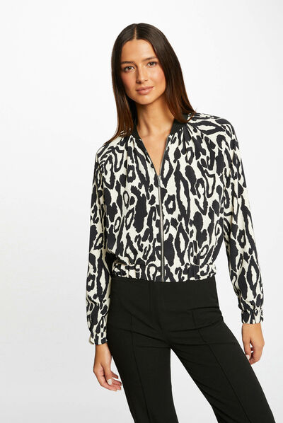 Blouson droit imprimé animalier multico femme