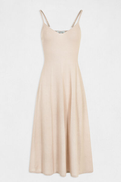 Robe pull midi évasée à bretelles fines dore femme