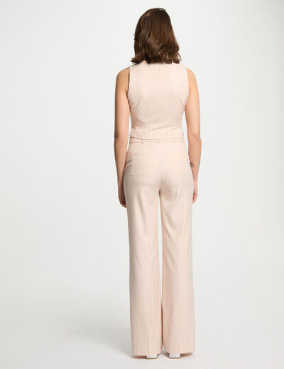Veston sans manches rayé rose clair femme