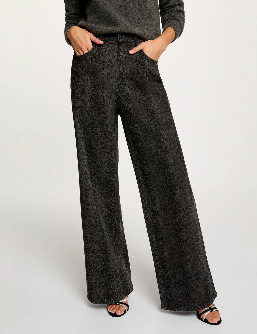 Jean large taille haute multicolore femme