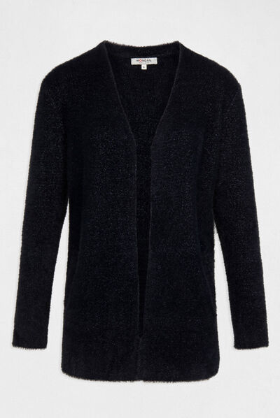 Gilet droit détails fils métallisés marine femme