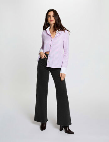 Jean large taille haute denim noir femme