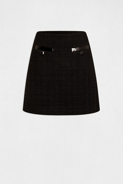 Jupe droite détails vinyle noir femme