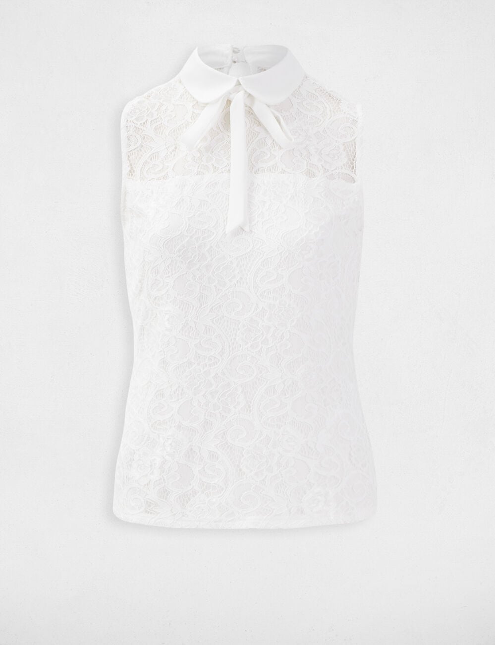 Blouse sans manches en dentelle doubl&eacute;e blanc femme
